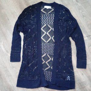 Hippie Rose (M) Navy Knit Cardigan w/ 3/4 length Sleeves